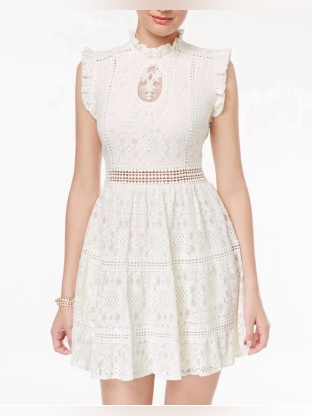 NWT DISNEY Beauty and the Beast Ivory Sleeveless Lace Dress - Medium